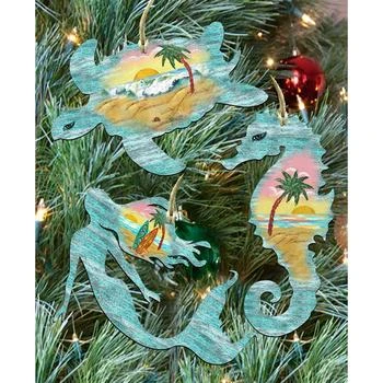 Designocracy | Sea Turtle, Mermaid, Seahorse Holiday Ornaments, Set of 3,商家Macy's,价格¥655