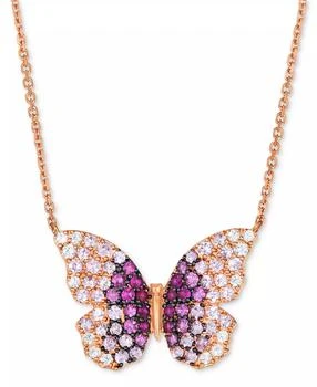 Le Vian | Pink Sapphire Ombré (1-1/4 ct. t.w.) & White Sapphire (1/4 ct. t.w.) Butterfly Pendant Necklace in 14k Rose Gold, 17" + 2" extender,商家Macy's,价格¥29161