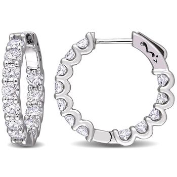 商品Amour | 3 CT DEW Created Moissanite Beaded Hoop Earrings In 10K White Gold,商家Jomashop,价格¥5209图片