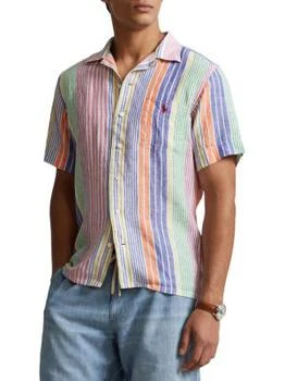 推荐Striped Linen Button Up Shirt商品