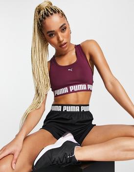 Puma | Puma Training Strong mid support sports bra in plum商品图片,