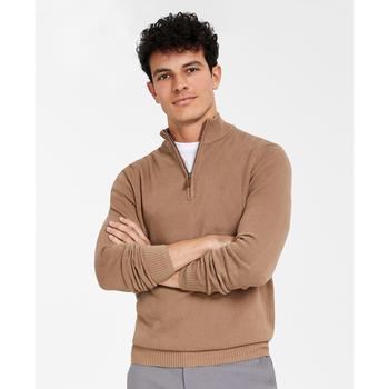 商品Men's Quarter-Zip Textured Cotton Sweater, Created for Macy's图片