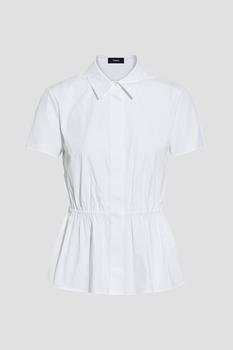 Theory | Cotton-blend poplin peplum shirt商品图片,2.9折×额外7.5折, 额外七五折