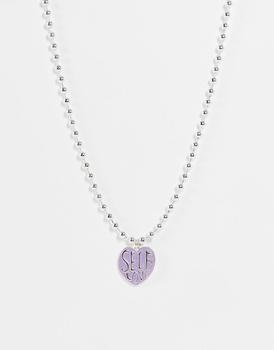 推荐Monki self love heart necklace in silver商品