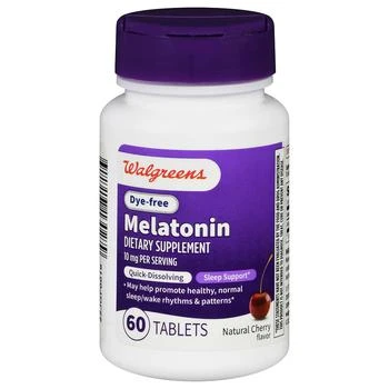 Walgreens | Dye Free Melatonin 10 mg Quick-Dissolving Tablets Natural Cherry,商家Walgreens,价格¥67