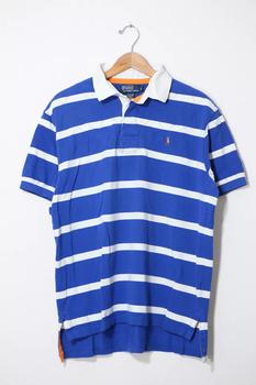 推荐Vintage Polo Ralph Lauren Striped Rugby Shirt with Padded Shoulder商品
