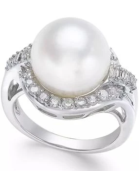 Macy's | Cultured South Sea Pearl (12mm) and Diamond (5/8 ct. t.w.) Ring in 14k White Gold,商家Macy's,价格¥9253