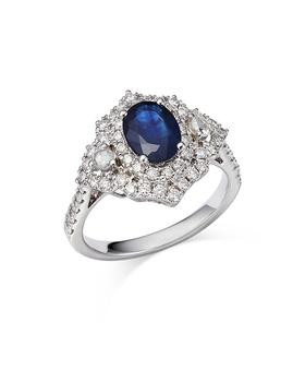 商品Bloomingdale's | Blue Sapphire & Diamond Double Halo Ring in 14K White Gold - 100% Exclusive,商家Bloomingdale's,价格¥28978图片
