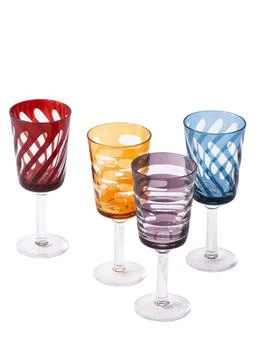 POLSPOTTEN | Set Of 4 Tubular Wine Glasses,商家LUISAVIAROMA,价格¥686