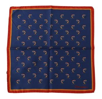 Dolce & Gabbana | Dolce & Gabbana Blue Printed Square s Handkerchief 100% Silk Scarf,商家SEYMAYKA,价格¥468