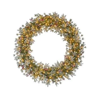 Puleo | 60" Pre-Lit Glittery Wreath with 300 Underwriters Laboratories Clear Incandescent Lights, 700 Tips,商家Macy's,价格¥9473
