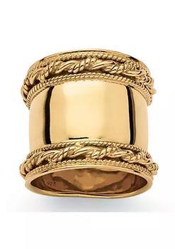 商品Cigar Band-Style Ring With Rope Detailing in 18k Gold Over Sterling Silver图片