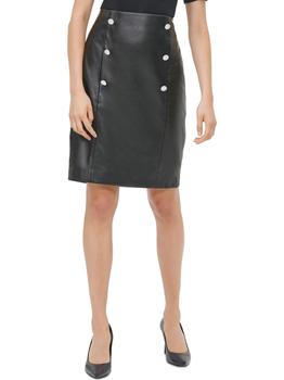 Calvin Klein | Womens Faux Leather Embellished Pencil Skirt商品图片,4折