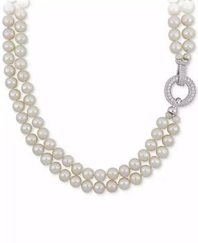 Macy's | Cultured Freshwater Pearl (7 - 8mm) & Cubic Zirconia Double Strand 17" Collar Necklace,商家Macy's,价格¥1696