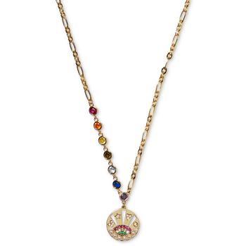 kate spade项链, Kate Spade | Gold-Tone Rainbow Crystal & Imitation Pearl Medallion Pendant Necklace, 20" + 3" extender商品图片 6.6折