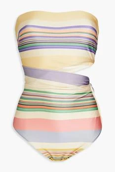 Zimmermann | Cutout striped bandeau swimsuit,商家THE OUTNET US,价格¥439