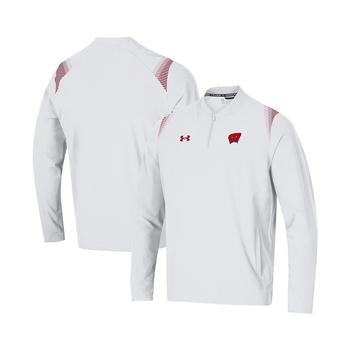 Under Armour | Men's White Wisconsin Badgers 2021 Sideline Motivate Quarter-Zip Jacket商品图片,