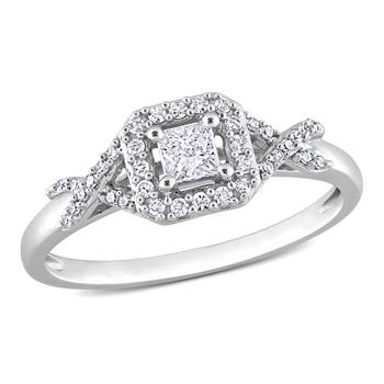 crossover, Amour | 10k White Gold 1/3 CT TDW Diamond Square Crossover Ring商品图片 5.1折