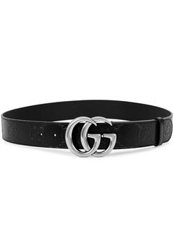 gucci皮带男, Gucci | GG Tennis black monogrammed leather belt商品图片 