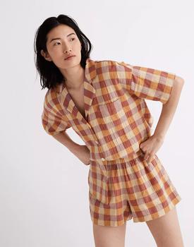 product Crinkle Oversized Pajama Shorts in Gingham Check image