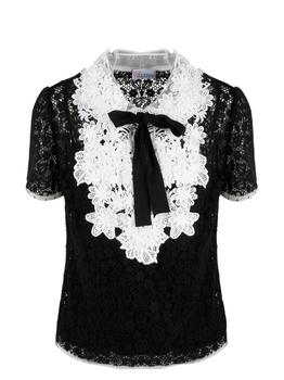 RED Valentino | REDValentino Short-Sleeved Bow Embellished Lace Top商品图片,7.2折起
