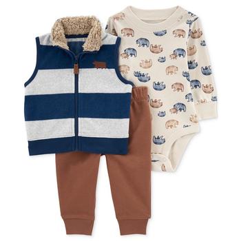 商品Carter's | 3-Pc. Baby Boys Bodysuit, Vest and Pants Set,商家Macy's,价格¥129图片