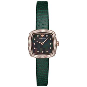Emporio Armani | Women's Green Leather Strap Watch 26mm商品图片,