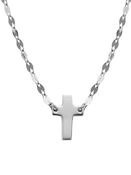 商品14K White Gold Mini Cross Pendant Necklace图片