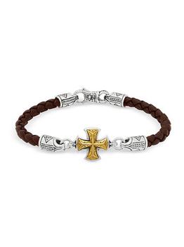 商品Konstantino | Perseus Sterling Silver & Bronze Woven Leather Cross Bracelet,商家Saks Fifth Avenue,价格¥1679图片