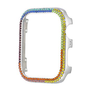 商品Steve Madden | Women's Silver-Tone Mixed Metal Apple Watch Bumper Accented with Rainbow Crystals, 44mm,商家Macy's,价格¥334图片
