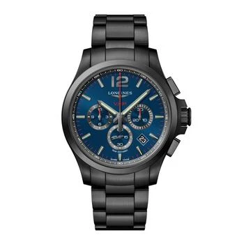 推荐Longines Men's Watch - Conquest V.H.P. Chrono Black Bracelet Blue Dial | L37272966商品
