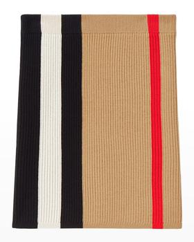 推荐Girl's Daphnie Icon Stripes Wool Skirt, Size 4-14商品