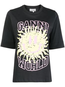 推荐GANNI GANNI - Smiley relaxed-fit T-shirt商品
