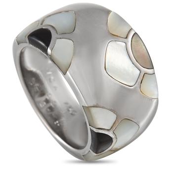 Van Cleef & Arpels, [二手商品] Van Cleef & Arpels | Van Cleef & Arpels Marqueterie 18K White Gold Mother of Pearl and Onyx Floral Ring商品图片 5.1折