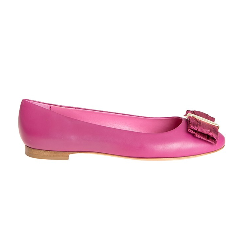 推荐SALVATORE FERRAGAMO 女士紫红色皮革平底船鞋 0659102商品