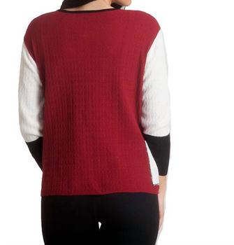 推荐Boucle Color Block Sweater In Burgundy商品