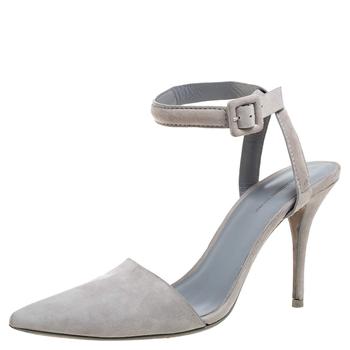 亚历山大王鞋, [二手商品] Alexander Wang | Alexander Wang Grey Suede Leather Lovisa Ankle Wrap Sandals Size 38.5商品图片 3.6折