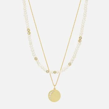 ESTELLA BARTLETT | Estella Bartlett Moonz Glass Pearl Gold-Tone Double Chain Necklace 5折, 独家减免邮费