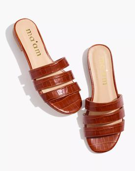 Madewell | Ma'am Shoes Croc Embossed Leather CJ Slide Sandals商品图片,