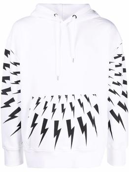 推荐Neil Barrett Thunderbolt-print Hoodie in White商品