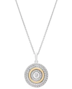 Macy's | Diamond Circle 18" Pendant Necklace (1/4 ct. t.w.) in Sterling Silver and 14k Gold-Plate, Created for Macy's,商家Macy's,价格¥1286