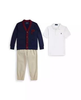 Ralph Lauren | Toddler and Little Boys 3-Piece Polo Shirt, Cardigan and Chino Pants Set,商家Macy's,价格¥725