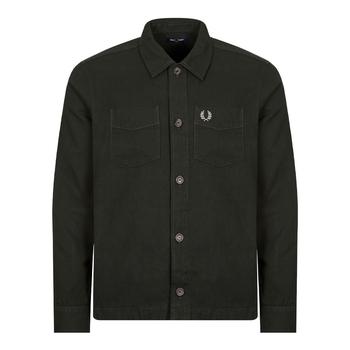 推荐Fred Perry Wool Blend Overshirt - Night Green商品