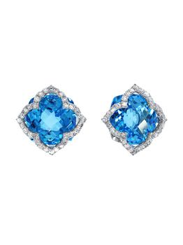 推荐14K White Gold Diamond Topaz Earrings商品