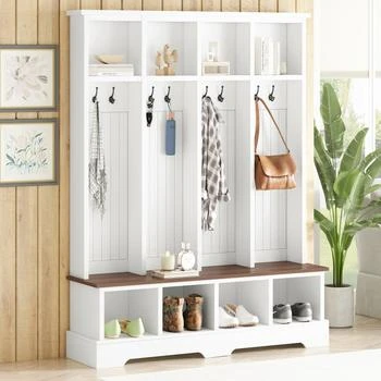Streamdale Furniture | Streamdale Farmhouse Hall Tree with Bench, Coat & Shoe Rack - Black,商家Premium Outlets,价格¥3006