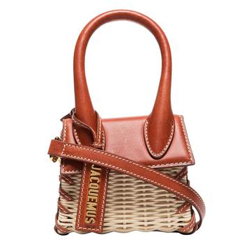 推荐Leather and Rattan Chiquito Mini-Bag in Brown商品