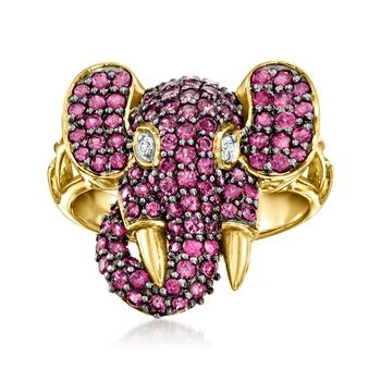 Ross-Simons | Ross-Simons Rhodolite Garnet Elephant Ring With White Topaz Accents in 18kt Gold Over Sterling,商家Premium Outlets,价格¥1715