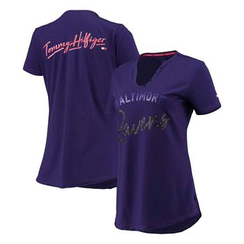 Tommy Hilfiger | Women's Purple Baltimore Ravens Riley V-Neck T-shirt商品图片,