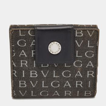推荐Bvlgari Black Logo Mania Denim Compact Flap Wallet商品