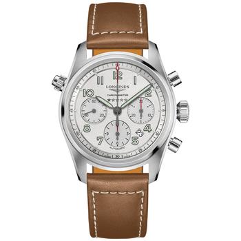 推荐Men's Swiss Automatic Chronograph Brown Leather Strap Watch 42mm商品